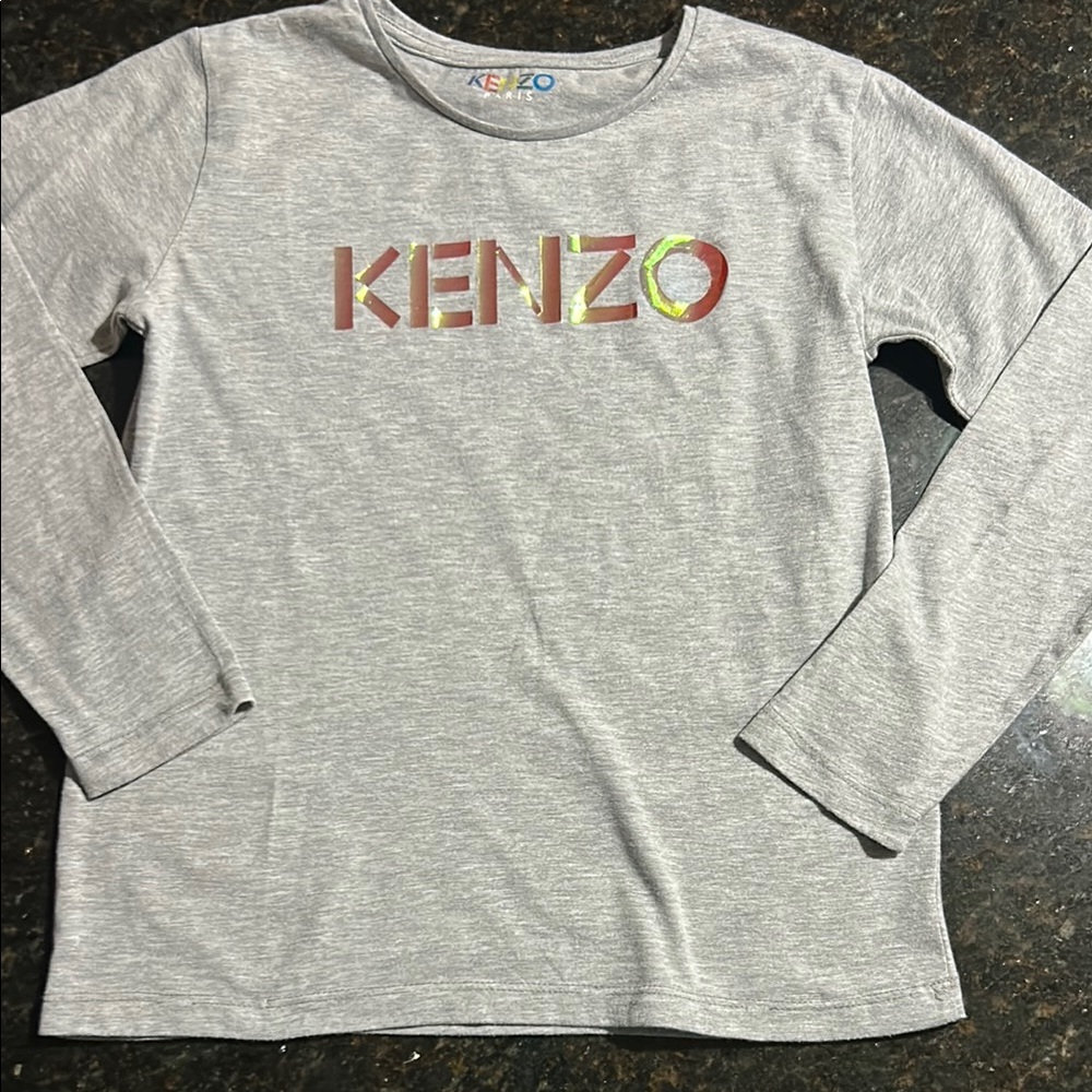 Kenzo Gray Long Sleeve Tee with Logo